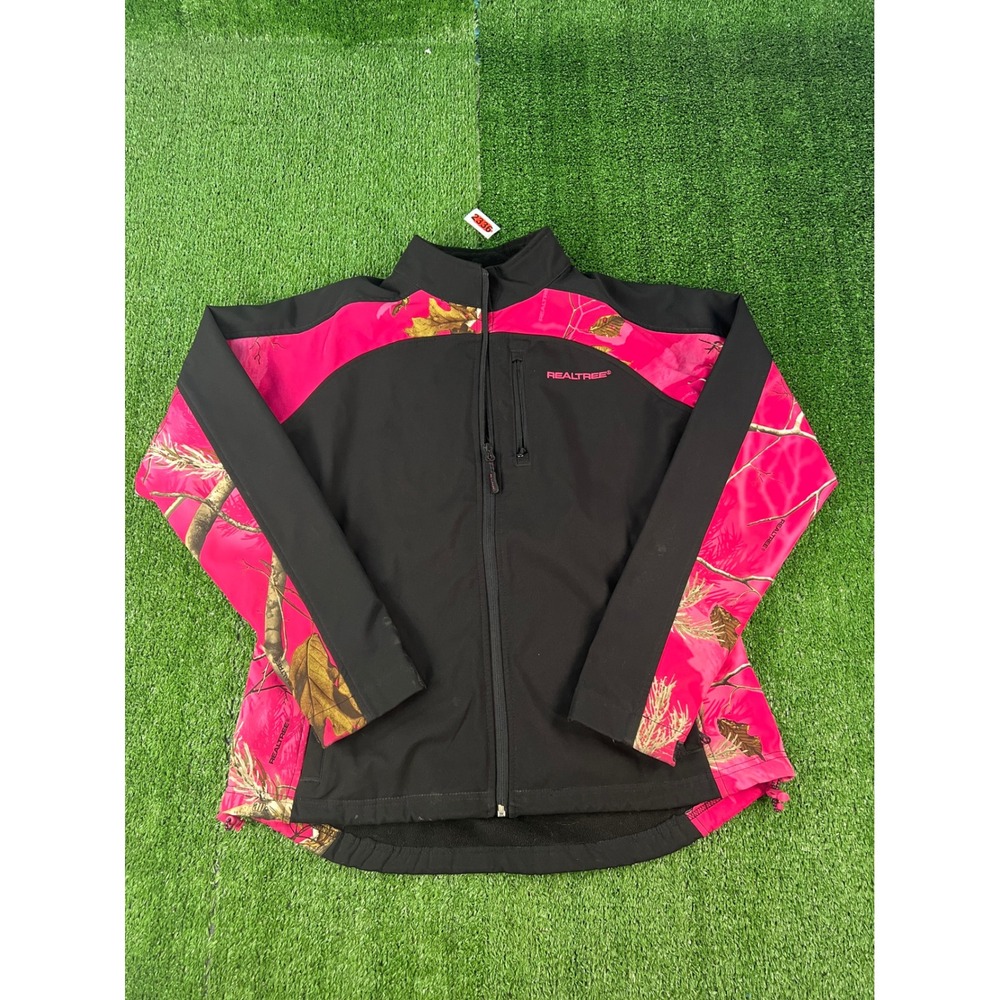 Realtree Womens Pink Camo Softshell Fleece Lined Jacket Black Size M SS5016